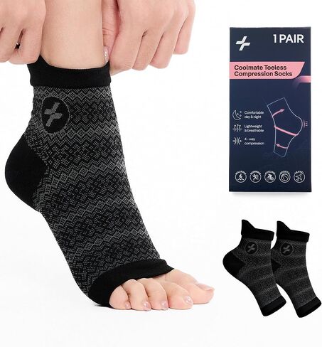 COOLMATE Ankle Support Light Compression Socks for Women and Men, Toeless Arch Support Sleeve for Running, Walking, Workout in Saudi Arabia