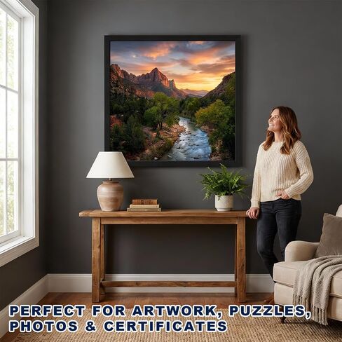 إطار صورة Yalikop مقاس 40 × 40 بوصة، إطار أسود كبير للألغاز، ملصق صورة مثبت على الحائط أو عرض الطاولة لإطار الملصق، وشاح حريري، عرض الأعمال الفنية، وشهادات الاستوديو، ومعرض ديكور المنزل in Kuwait