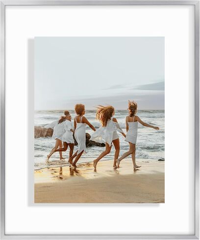 إطار صورة عائم من الألومنيوم مقاس 16 × 20 من Americanflat مع زجاج مقاوم للكسر - يُستخدم كإطار صورة مقاس 11 × 14 أو عرض صورة مقاس 16 × 20 - مجموعة عائمة مميزة - إطارات صور للحائط - فضي in Kuwait