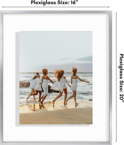 إطار صورة عائم من الألومنيوم مقاس 16 × 20 من Americanflat مع زجاج مقاوم للكسر - يُستخدم كإطار صورة مقاس 11 × 14 أو عرض صورة مقاس 16 × 20 - مجموعة عائمة مميزة - إطارات صور للحائط - فضي in Kuwait