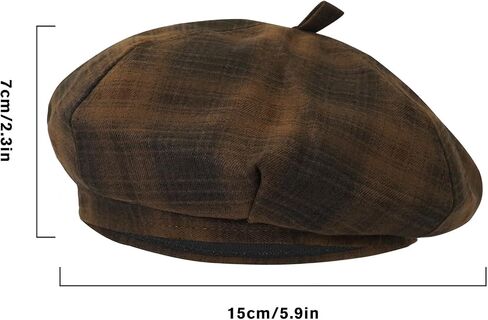 Women's Checkered Beret Painter Hat Vintage French Style Cap in Saudi Arabia