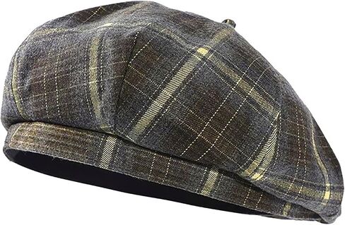 Women's Checkered Beret Painter Hat Vintage French Style Cap in Saudi Arabia