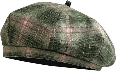 Women's Checkered Beret Painter Hat Vintage French Style Cap in Saudi Arabia