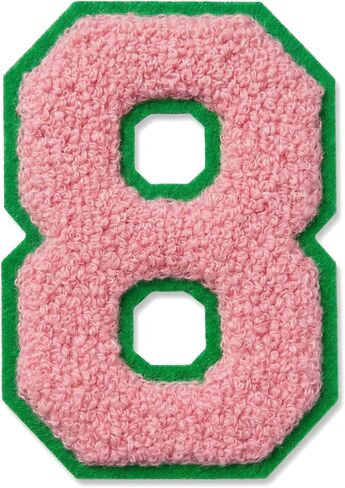 Iron On Numbers for Clothing - 4.5" White and Blue Chenille Number Patches Iron/Sew On Patches for Clothes Jackets Varsity Bags Backpacks Jeans Uniform DIY Sorority Gifts for Women - 1 in Saudi Arabia