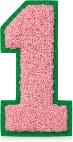 Iron On Numbers for Clothing - 4.5" White and Blue Chenille Number Patches Iron/Sew On Patches for Clothes Jackets Varsity Bags Backpacks Jeans Uniform DIY Sorority Gifts for Women - 1 in Saudi Arabia