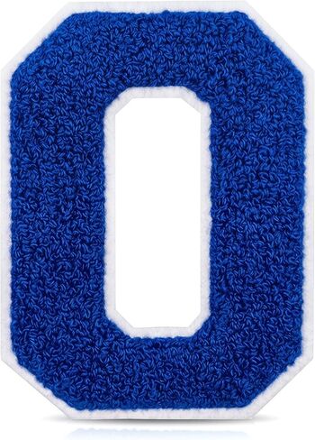 Iron On Numbers for Clothing - 4.5" White and Blue Chenille Number Patches Iron/Sew On Patches for Clothes Jackets Varsity Bags Backpacks Jeans Uniform DIY Sorority Gifts for Women - 1 in Saudi Arabia