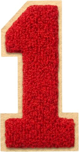 Iron On Numbers for Clothing - 4.5" White and Blue Chenille Number Patches Iron/Sew On Patches for Clothes Jackets Varsity Bags Backpacks Jeans Uniform DIY Sorority Gifts for Women - 1 in Saudi Arabia