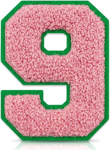 Iron On Numbers for Clothing - 4.5" White and Blue Chenille Number Patches Iron/Sew On Patches for Clothes Jackets Varsity Bags Backpacks Jeans Uniform DIY Sorority Gifts for Women - 1 in Saudi Arabia