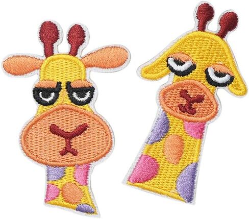 2 PCS 1.4~2.5 Inch Cartoon Animal Cute Giraffe Self Adhesive Patch Clothes Bag Hat Decor Patch in Saudi Arabia