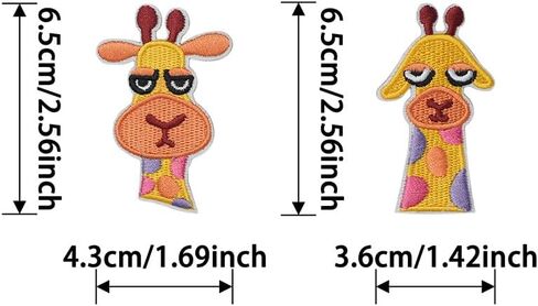 2 PCS 1.4~2.5 Inch Cartoon Animal Cute Giraffe Self Adhesive Patch Clothes Bag Hat Decor Patch in Saudi Arabia