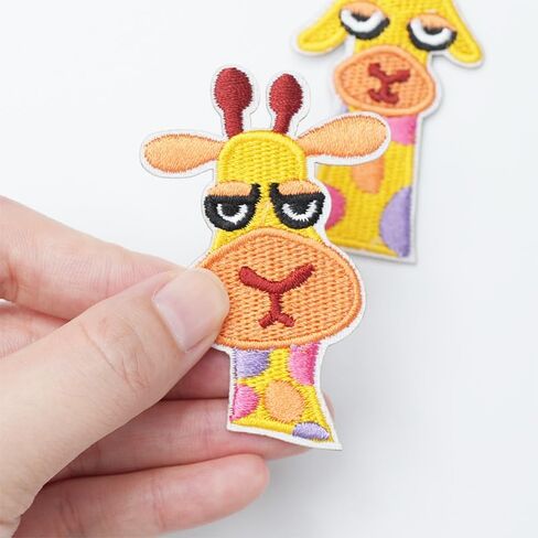 2 PCS 1.4~2.5 Inch Cartoon Animal Cute Giraffe Self Adhesive Patch Clothes Bag Hat Decor Patch in Saudi Arabia