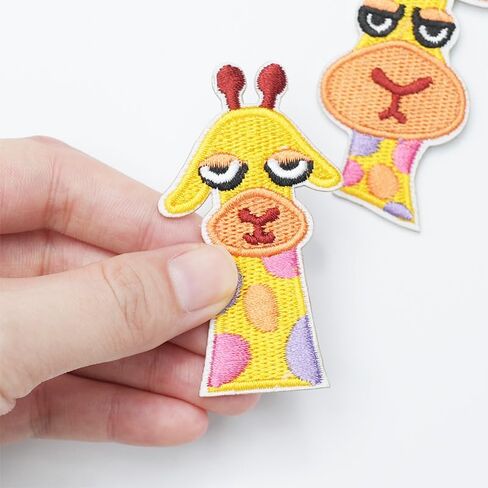 2 PCS 1.4~2.5 Inch Cartoon Animal Cute Giraffe Self Adhesive Patch Clothes Bag Hat Decor Patch in Saudi Arabia