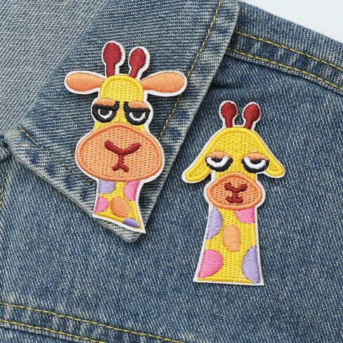 2 PCS 1.4~2.5 Inch Cartoon Animal Cute Giraffe Self Adhesive Patch Clothes Bag Hat Decor Patch in Saudi Arabia