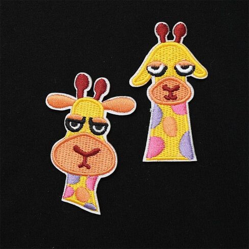 2 PCS 1.4~2.5 Inch Cartoon Animal Cute Giraffe Self Adhesive Patch Clothes Bag Hat Decor Patch in Saudi Arabia