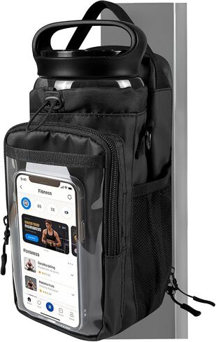 JACZZO Magnetic Gym Bag, Magnetic Gym Water Bottle Bag with Strap 4 Strong Magnets, Upgraded Clear Design Phone Bag, Gym Gifts for Men & Women Gym accessories (Black) in Saudi Arabia