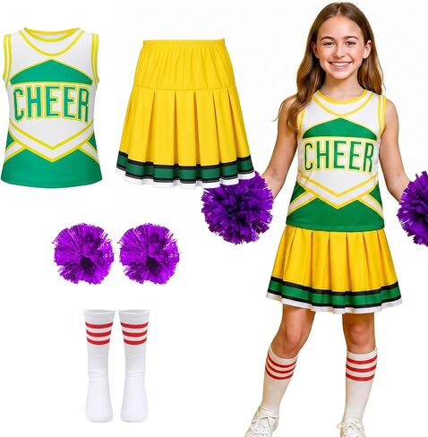 Cheerleader Costume for Girls Cheerleading Outfit Kids Short Sleeve 3-13 Years in Saudi Arabia