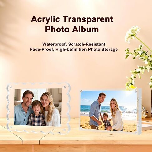 KRT 6 Pack Acrylic Picture Frames 4x6, Scalloped Acrylic Frame, Desktop Display Vertically or Horizontally Transparent Clear Double Sided Magnetic Picture Frame in Saudi Arabia