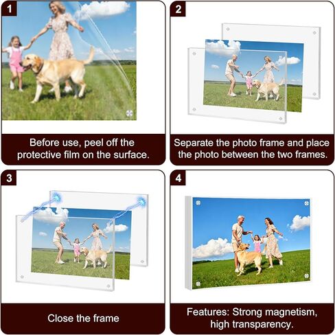 KRT 6 Pack Acrylic Picture Frames 4x6, Scalloped Acrylic Frame, Desktop Display Vertically or Horizontally Transparent Clear Double Sided Magnetic Picture Frame in Kuwait