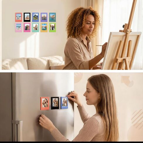 10 PCS Magnetic Photo Frames, Mini Picture Frames for Fridge, Colorful Photo Magnets for Fridge, Desktop (3 Inch) in Saudi Arabia