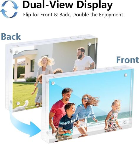 4x6 Acrylic Picture Frames 3 Pack, 20mm Thicker, Clear Picture Frames, Double Sided Magnetic Picture Frame, Frameless Transparent Free Standing Desktop Display in Saudi Arabia