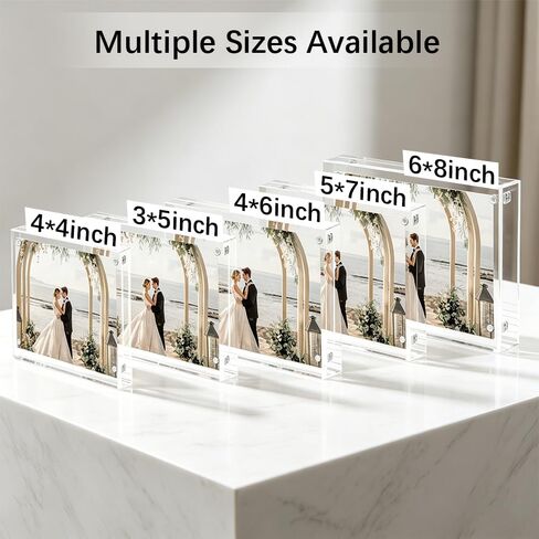 4x6 Acrylic Picture Frames 3 Pack, 20mm Thicker, Clear Picture Frames, Double Sided Magnetic Picture Frame, Frameless Transparent Free Standing Desktop Display in Saudi Arabia