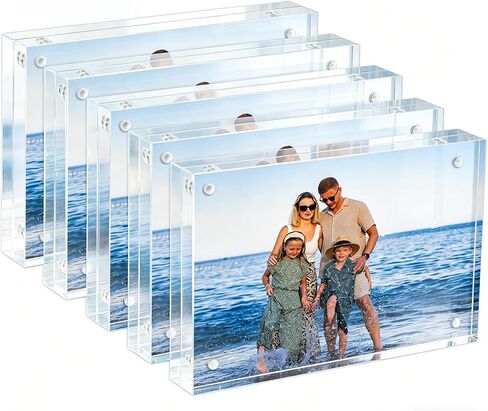 4x6 Acrylic Picture Frames 3 Pack, 20mm Thicker, Clear Picture Frames, Double Sided Magnetic Picture Frame, Frameless Transparent Free Standing Desktop Display in Saudi Arabia