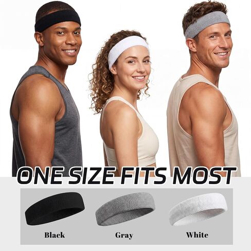 Sweatbands Sports Headband for Men & Women, Moisture Wicking Hairband - Terry Cotton Sweat Band for Running, Gym in Kuwait
