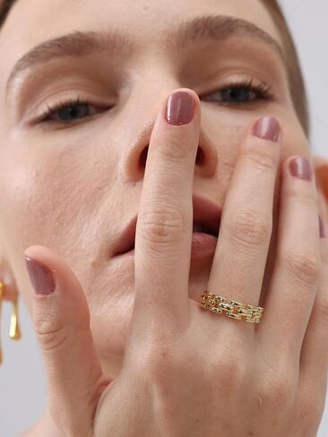 FRUMOS Gold Wedding Rings For Women,14k Stackging Rings Non Tarnish,Chain Cz Promise Rings,Wedding Band,Valentines Mother Christmas in Saudi Arabia