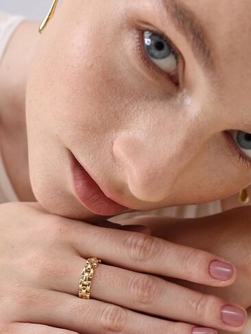 FRUMOS Gold Wedding Rings For Women,14k Stackging Rings Non Tarnish,Chain Cz Promise Rings,Wedding Band,Valentines Mother Christmas in Saudi Arabia