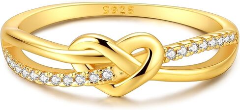 Hapour 925 Sterling Silver Ring Love Knot Promise Friendship Simple Band with CZ Stones Trendy Jewelry for Women Ring Size 6-9 in Kuwait
