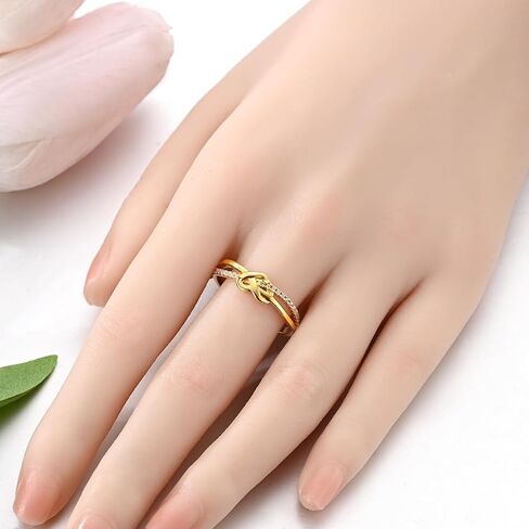 Hapour 925 Sterling Silver Ring Love Knot Promise Friendship Simple Band with CZ Stones Trendy Jewelry for Women Ring Size 6-9 in Kuwait