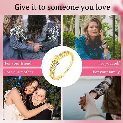 Hapour 925 Sterling Silver Ring Love Knot Promise Friendship Simple Band with CZ Stones Trendy Jewelry for Women Ring Size 6-9 in Kuwait