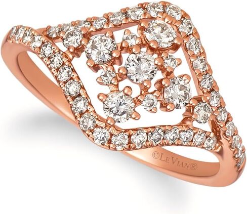 LE VIAN 5/8 Carat Round Diamond Cluster Statement Ring for Women | 14k Rose Gold Unique Design Ring for Her (White/F-G, 0.63 cttw) Promise Anniversary Wedding Band Size 7 in Kuwait