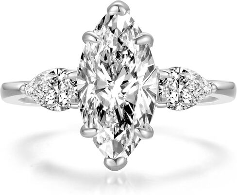 3.5CT Marquise Engagement Rings for Women 3-Stone Simulated Diamond Ring S925 Silver Promise Ring for Wedding Vacation​ in Saudi Arabia