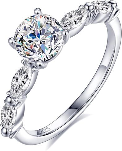 Moissanite Promise Rings for Her, 1CT D Color VVS1, 925 Sterling Silver Engagement Ring for Women, 4-Prong Wedding Ring Ideal Anniversary Bridal Jewelry Gift with GRA Certificate in Saudi Arabia