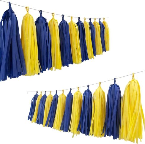 20PCS Royal Blue and Yellow Tissue Paper Tassels Blue Yellow Party Decorations, DIY Kits in Saudi Arabia
