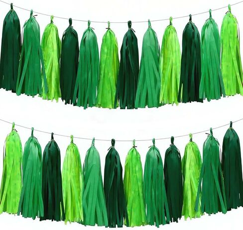 Green Dark Green and Light Green Paper Tassel-Tassels Garland Banner is Perfect for St.Patrick's Day, Birthday, Family Parties, Graduation Engagement Decoration(30PCS) in Saudi Arabia