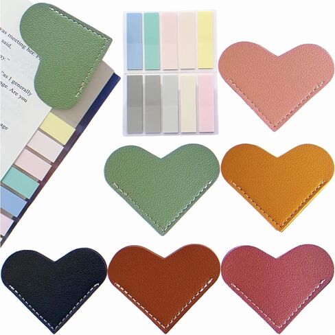 8 PCS Cute Heart Bookmarks with 1000 PCS Sticky Tabs for Reading, Tuuiimo Leather Book Mark Corner Page Markers Learning Kit, Gifts for Family, Friends, Book Club Lovers, Women, Teachers in Saudi Arabia