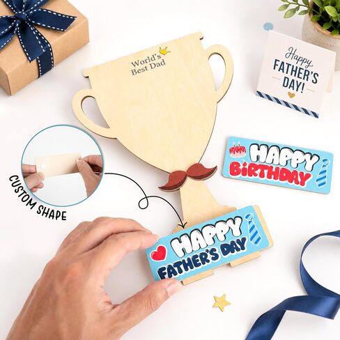 Fathers Day Crafts for Kids, 9" Wooden Best Dad Trophy Handprint Sign, DIY Gifts Fathers Day from Kids, Daughter, Son, DIY Craft Kit, Birthday Gifts for Father, New Dad, Husband, Step Dad, Grandpa in Saudi Arabia