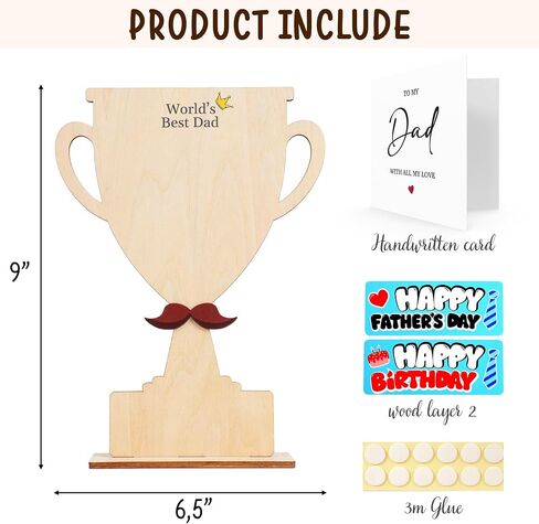 Fathers Day Crafts for Kids, 9" Wooden Best Dad Trophy Handprint Sign, DIY Gifts Fathers Day from Kids, Daughter, Son, DIY Craft Kit, Birthday Gifts for Father, New Dad, Husband, Step Dad, Grandpa in Saudi Arabia