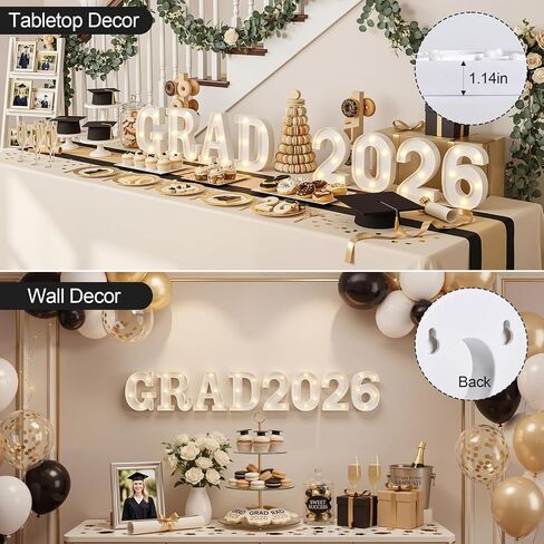 OLANRUN 2026 Graduation Decorations - 8 Pcs LED Marquee Light Up Letters GRAD 2026 for Table & Wall, Class of 2026 Graduation Party Decor Supplies for Kindergarten Preschool High School College, 6.2in in Saudi Arabia