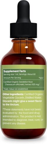 Dandelion Root 2 fl oz Liquid Extract - Natural Herbal Supplement for Cleansing, Digestive Function & Immunity - Organic Taraxacum officinale - Family Size - High Potency Drops - 30-Day Supply in Saudi Arabia