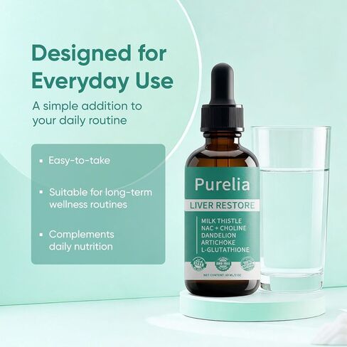 Purelia Liver Restore, Complete Liver Support Supplement with Milk Thistle, Dandelion Root & Choline for Balance in Saudi Arabia