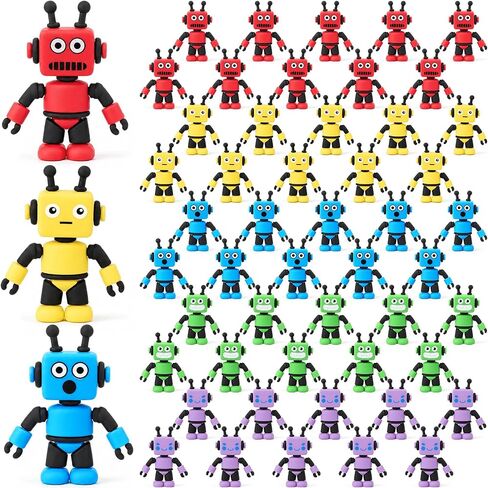 25 Pcs Colorful Mini Robot Figure Toy Tiny Robot Figurine Statue for Kid for Bot Party Favor Christmas Stockings Filler Gift Cake Toppers Miniature Fairy Garden Decor to Hide and Seek in Saudi Arabia