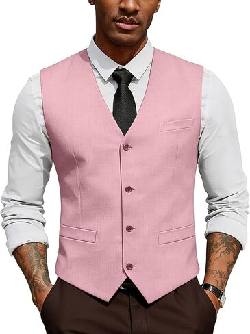 Bakerbear Men's Vest for Men Formal Classic Tuxedo Waistcoat Mens Slim and Regular Fit Dress Bussiness Wedding Outfit in Saudi Arabia