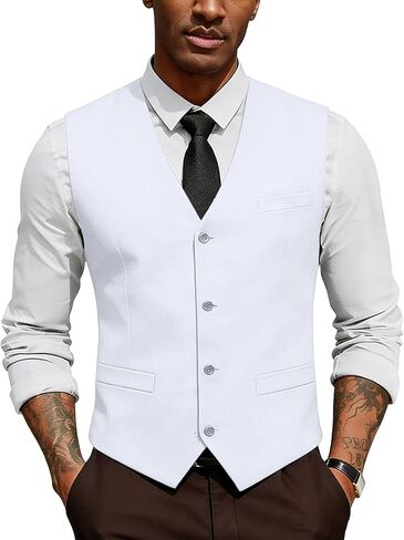 Bakerbear Men's Vest for Men Formal Classic Tuxedo Waistcoat Mens Slim and Regular Fit Dress Bussiness Wedding Outfit in Saudi Arabia
