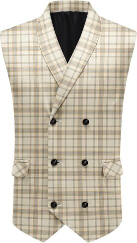 Allthemen Mens Suit Vest Business Plaid Sleeveless Double-Breasted Dress Vest in Saudi Arabia