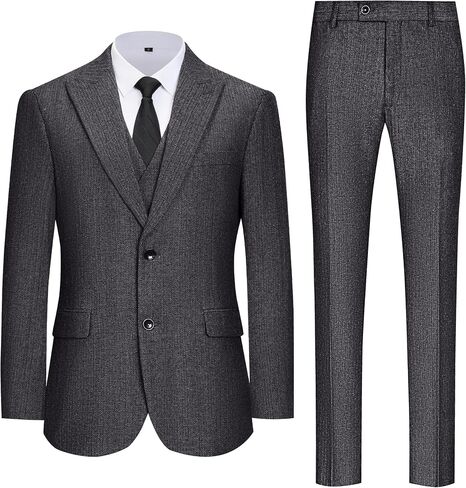 Men's Suits Retro Tweed Suits for Men 3 Piece Herringbone Suits for Wedding Prom Autumn Winter Jacket Vest Pants Sets in Saudi Arabia