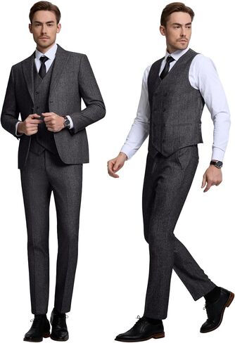 Men's Suits Retro Tweed Suits for Men 3 Piece Herringbone Suits for Wedding Prom Autumn Winter Jacket Vest Pants Sets in Saudi Arabia