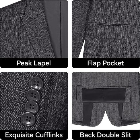 Men's Suits Retro Tweed Suits for Men 3 Piece Herringbone Suits for Wedding Prom Autumn Winter Jacket Vest Pants Sets in Saudi Arabia